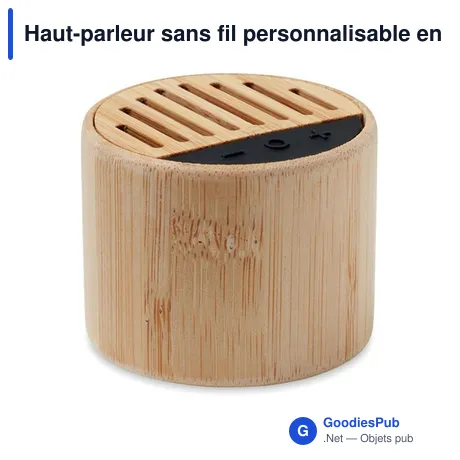 Haut-parleur sans fil personnalisable en bambou avec logo