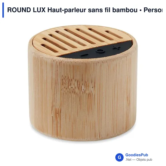 Haut-parleur sans fil personnalisable en bambou avec logo - Image 1