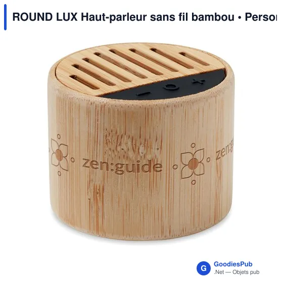 Haut-parleur sans fil personnalisable en bambou avec logo - Image 3