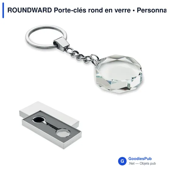 Porte-clés rond en verre personnalisable avec logo - ROUNDWARD - Image 1