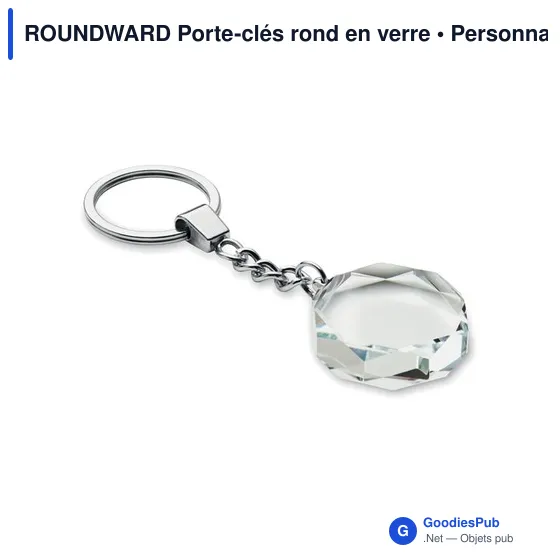 Porte-clés rond en verre personnalisable avec logo - ROUNDWARD - Image 2