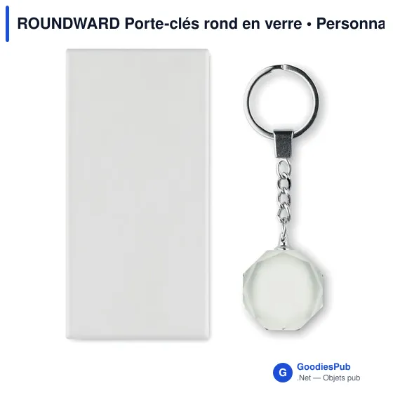 Porte-clés rond en verre personnalisable avec logo - ROUNDWARD - Image 3