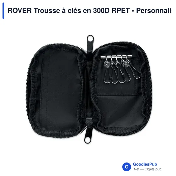 Trousse à clés personnalisable en RPET 300D avec logo - Image 3