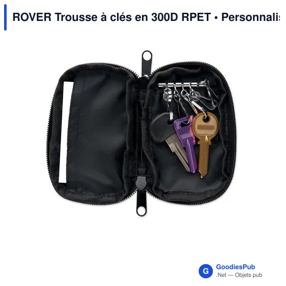 Trousse à clés personnalisable en RPET 300D avec logo - Image 4
