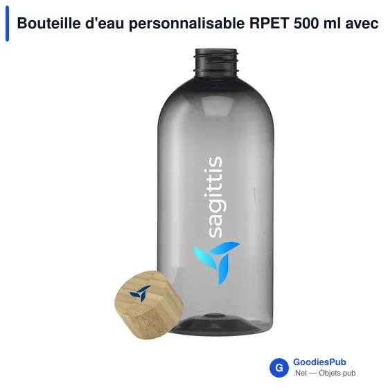 Bouteille d'eau personnalisable RPET 500 ml avec logo - Image 1