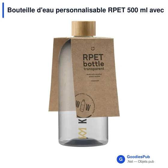 Bouteille d'eau personnalisable RPET 500 ml avec logo - Image 4