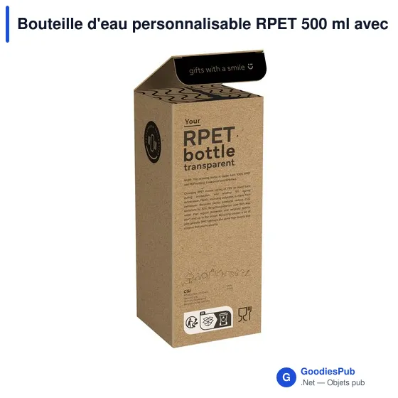 Bouteille d'eau personnalisable RPET 500 ml avec logo - Image 7