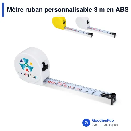 Mètre ruban personnalisable 3 m en ABS recyclé avec logo - DimensionPro