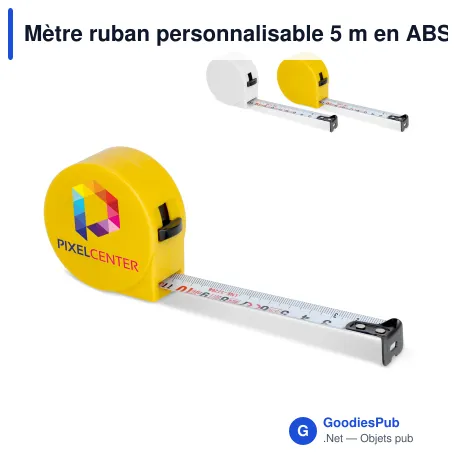 Mètre ruban personnalisable 5 m en ABS recyclé avec logo - DimensionPro