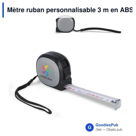 Mètre ruban personnalisable 3 m en ABS recyclé avec logo - MeasureMate