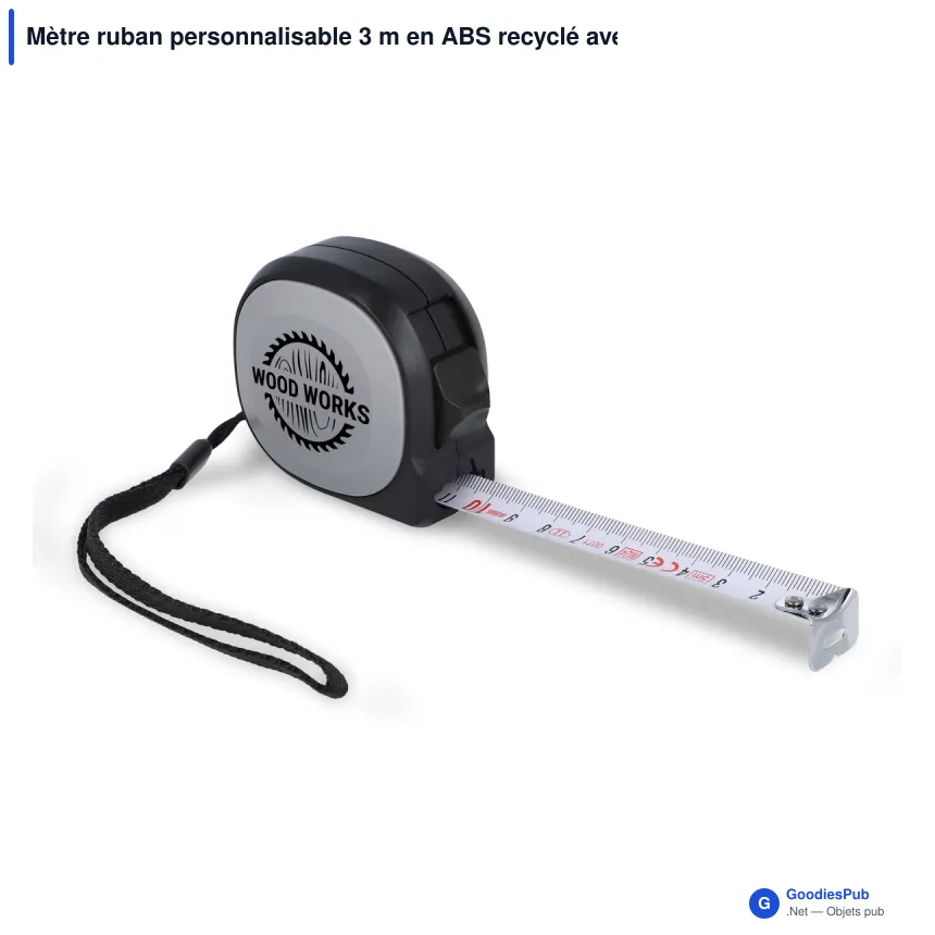 Mètre ruban personnalisable 3 m en ABS recyclé avec logo - MeasureMate - Image 2