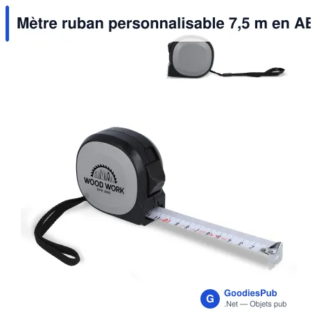 Mètre ruban personnalisable 7,5 m en ABS recyclé avec logo - MeasureMate