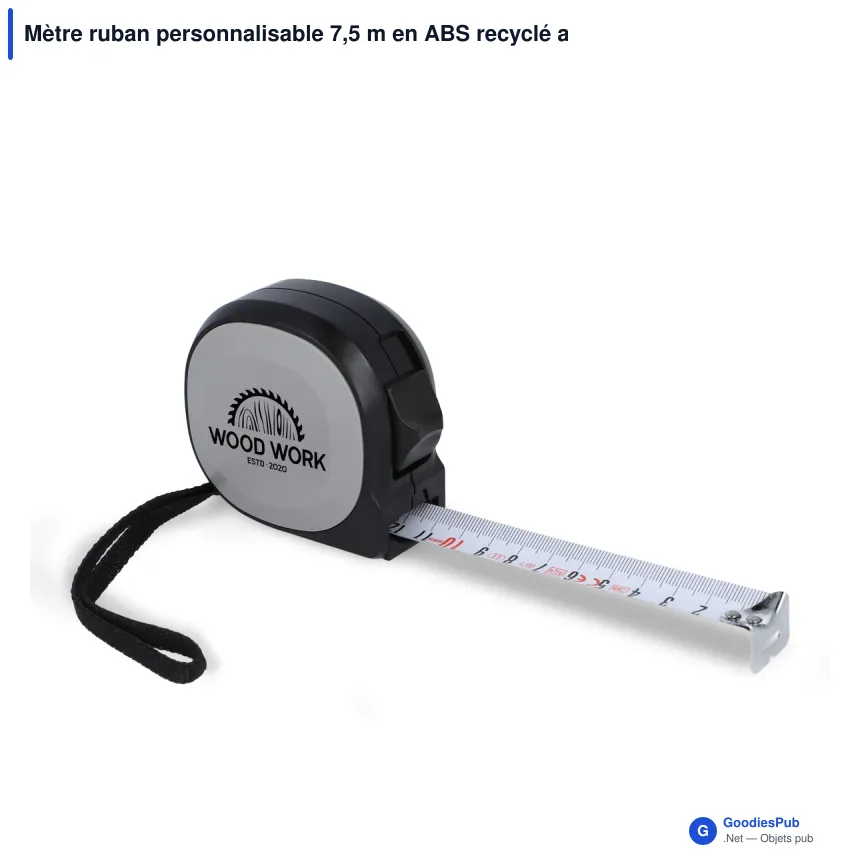 Mètre ruban personnalisable 7,5 m en ABS recyclé avec logo - MeasureMate - Image 2