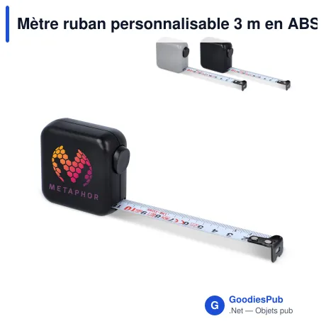 Mètre ruban personnalisable 3 m en ABS recyclé avec logo - SizeSure