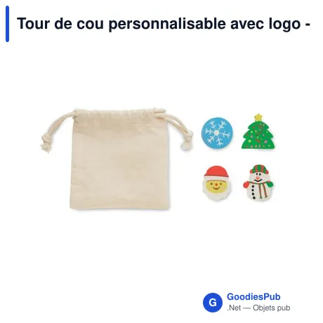 Tour de cou personnalisable avec logo - Set de 4 gommes de Noël