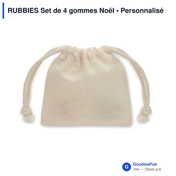 Tour de cou personnalisable avec logo - Set de 4 gommes de Noël - Image 2