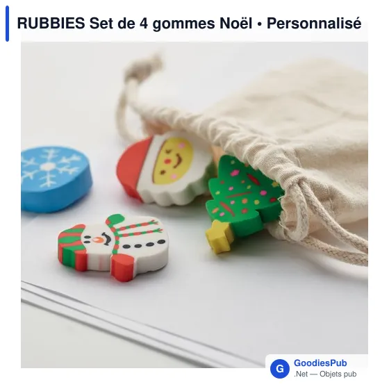 Tour de cou personnalisable avec logo - Set de 4 gommes de Noël - Image 4