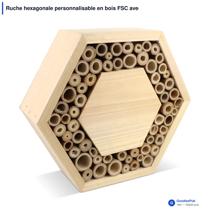 Ruche hexagonale personnalisable en bois FSC avec logo - Nature - Image 2