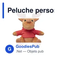 Peluche personnalisable Renne avec capuche - RUDOLPHavec logo - Miniature 1