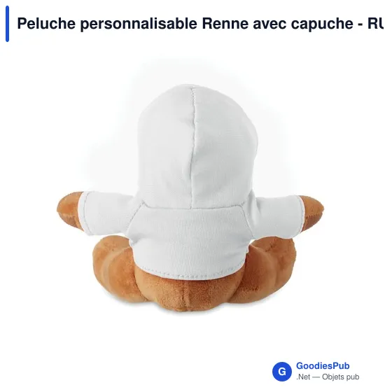 Peluche personnalisable Renne avec capuche - RUDOLPHavec logo - Image 11