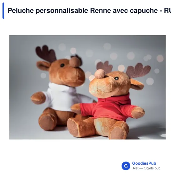 Peluche personnalisable Renne avec capuche - RUDOLPHavec logo - Image 5
