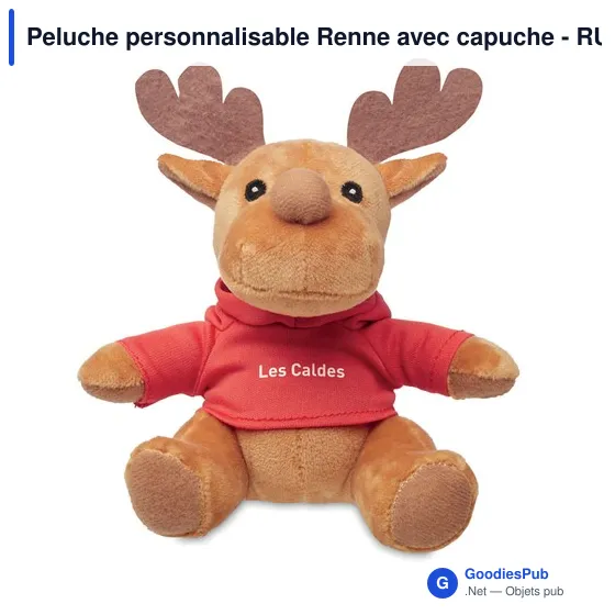 Peluche personnalisable Renne avec capuche - RUDOLPHavec logo - Image 7