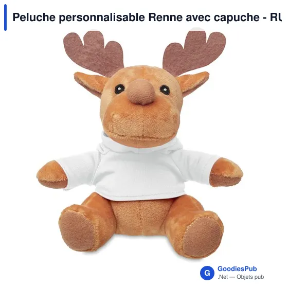 Peluche personnalisable Renne avec capuche - RUDOLPHavec logo - Image 8