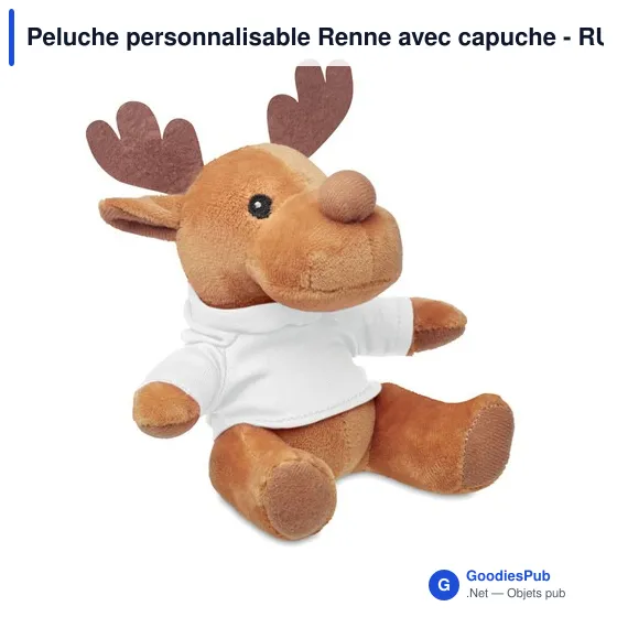 Peluche personnalisable Renne avec capuche - RUDOLPHavec logo - Image 10