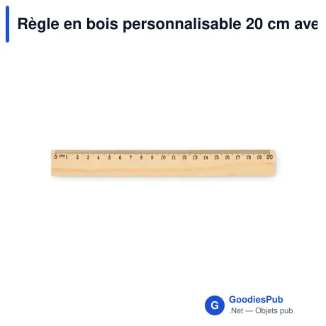 Règle en bois personnalisable 20 cm avec logo - RULER20