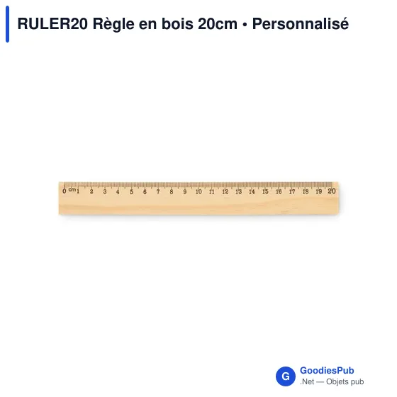 Règle en bois personnalisable 20 cm avec logo - RULER20 - Image 1