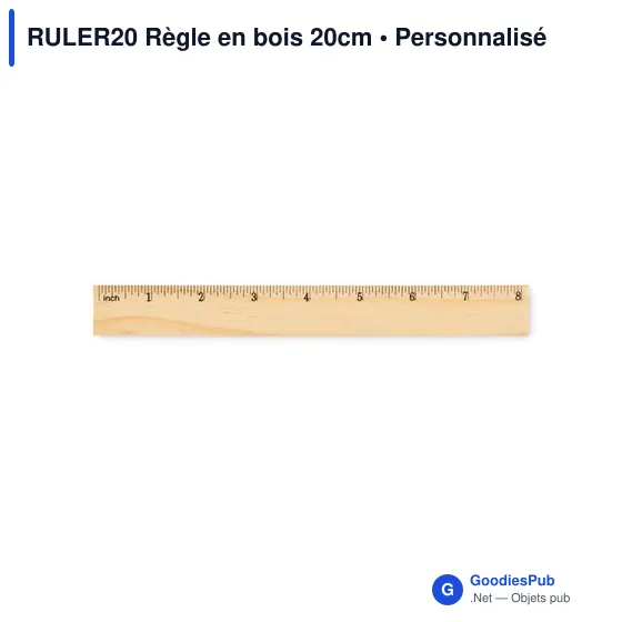 Règle en bois personnalisable 20 cm avec logo - RULER20 - Image 2