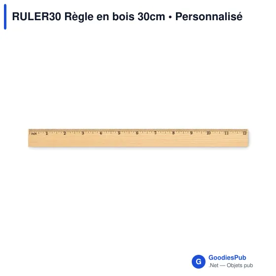 Règle en bois personnalisable 30 cm avec logo - RULER30 - Image 2