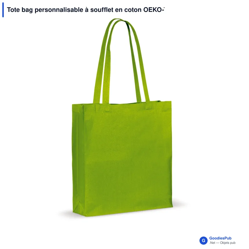 Tote bag personnalisable à soufflet en coton OEKO-TEX® 38x10x42 cm avec logo - Couleurs - Image 2