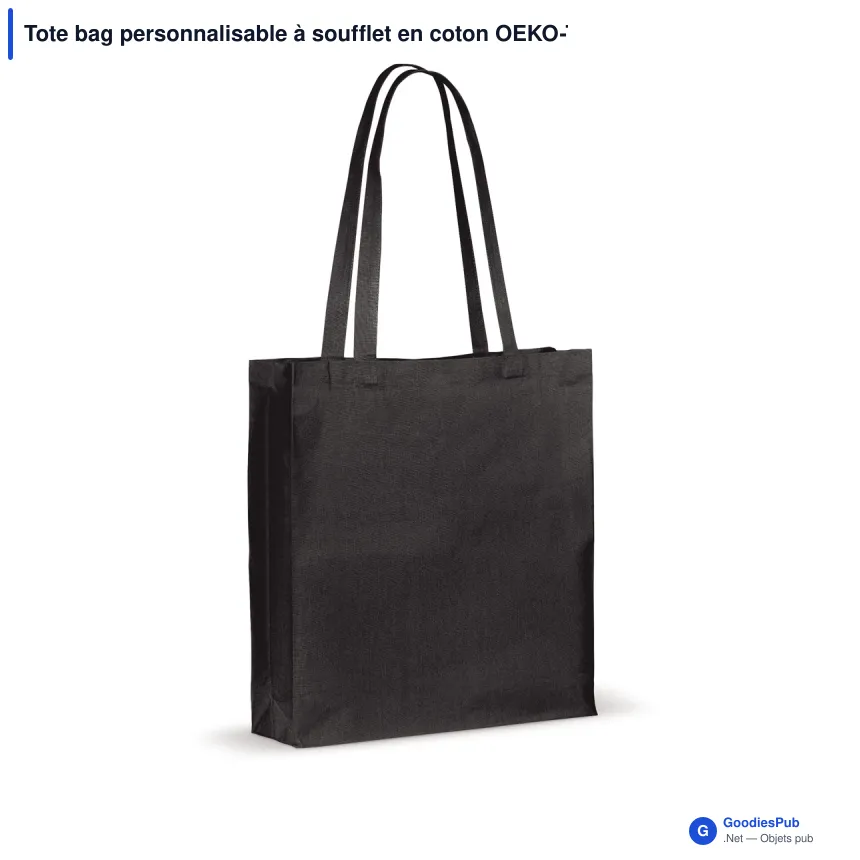 Tote bag personnalisable à soufflet en coton OEKO-TEX® 38x10x42 cm avec logo - Couleurs - Image 11