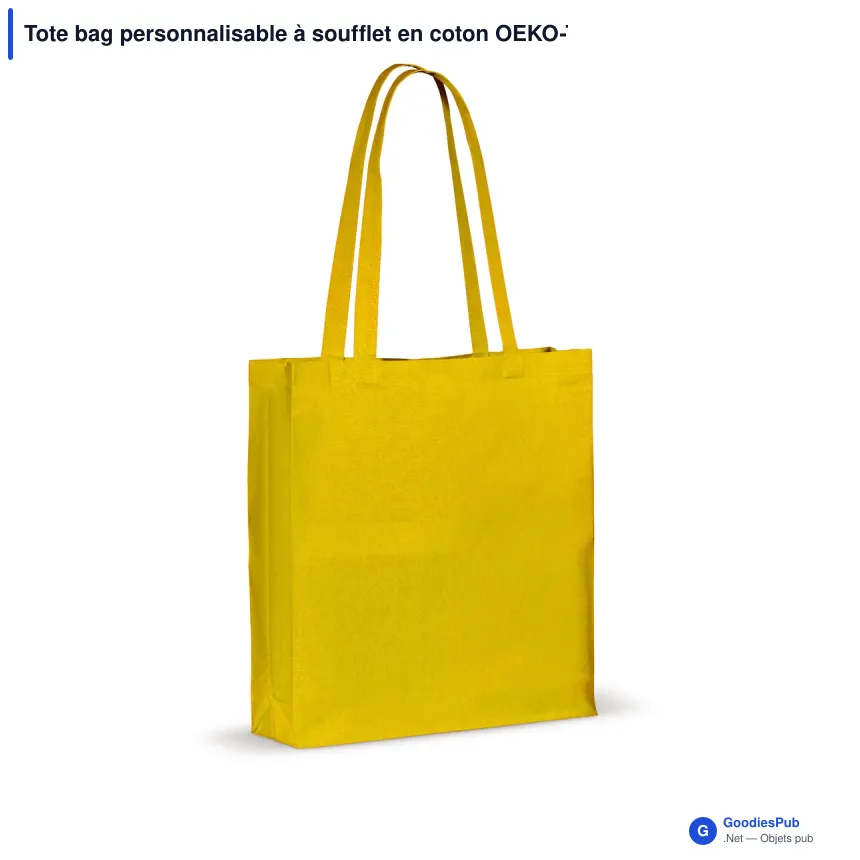 Tote bag personnalisable à soufflet en coton OEKO-TEX® 38x10x42 cm avec logo - Couleurs - Image 3