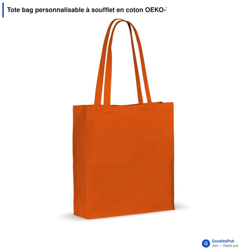 Tote bag personnalisable à soufflet en coton OEKO-TEX® 38x10x42 cm avec logo - Couleurs - Image 4