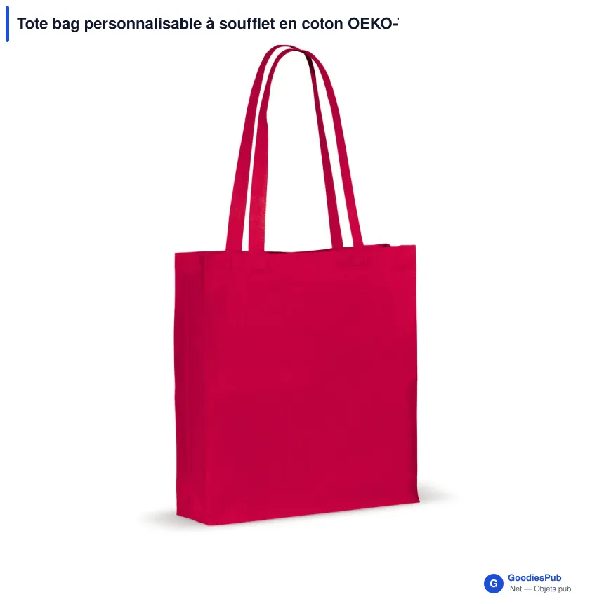 Tote bag personnalisable à soufflet en coton OEKO-TEX® 38x10x42 cm avec logo - Couleurs - Image 5
