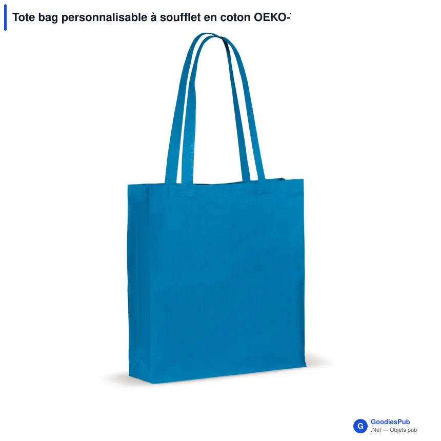 Tote bag personnalisable à soufflet en coton OEKO-TEX® 38x10x42 cm avec logo - Couleurs - Image 6