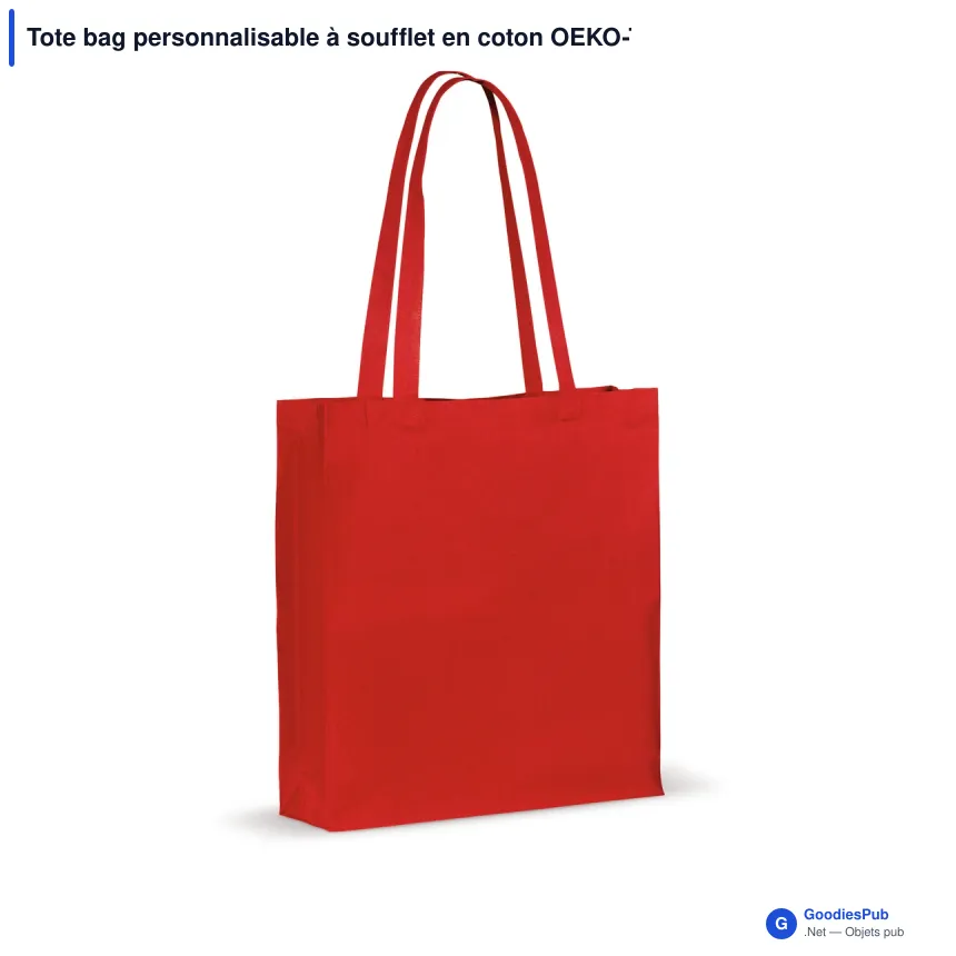 Tote bag personnalisable à soufflet en coton OEKO-TEX® 38x10x42 cm avec logo - Couleurs - Image 7