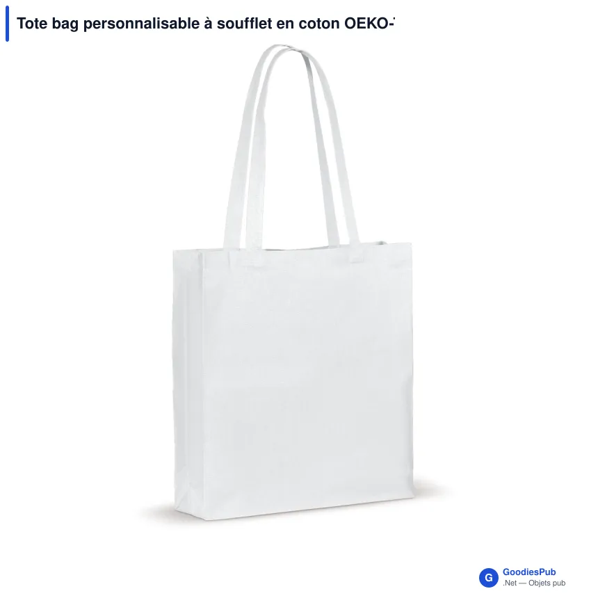 Tote bag personnalisable à soufflet en coton OEKO-TEX® 38x10x42 cm avec logo - Couleurs - Image 9