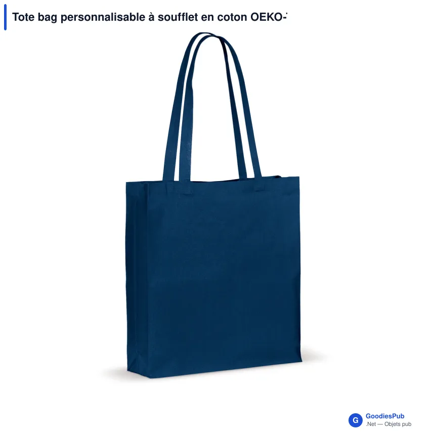 Tote bag personnalisable à soufflet en coton OEKO-TEX® 38x10x42 cm avec logo - Couleurs - Image 10