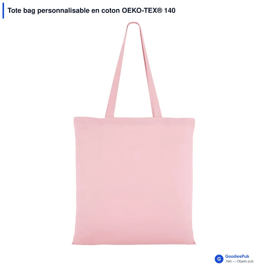 Tote bag personnalisable en coton OEKO-TEX® 140 g/m² 38x42 cm avec logo - Couleurs - Image 2