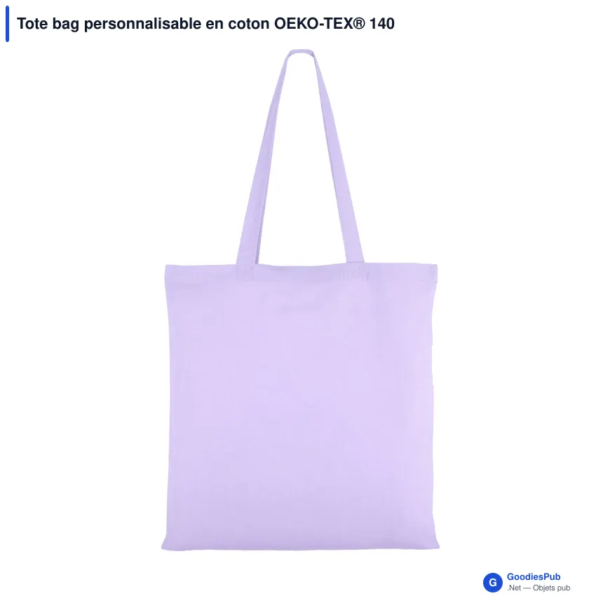 Tote bag personnalisable en coton OEKO-TEX® 140 g/m² 38x42 cm avec logo - Couleurs - Image 3