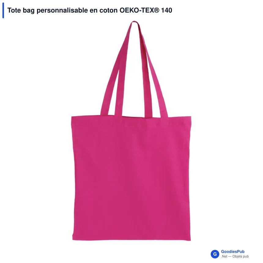 Tote bag personnalisable en coton OEKO-TEX® 140 g/m² 38x42 cm avec logo - Couleurs - Image 4