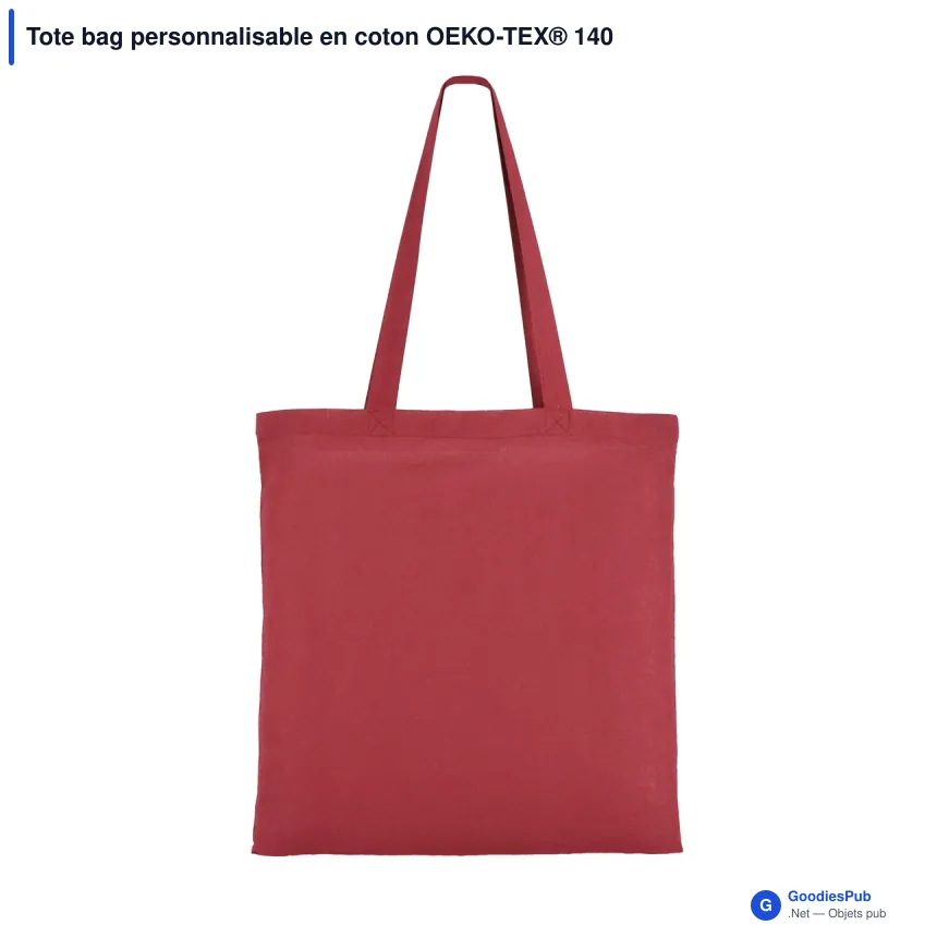 Tote bag personnalisable en coton OEKO-TEX® 140 g/m² 38x42 cm avec logo - Couleurs - Image 5