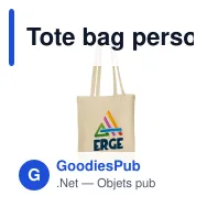 Tote bag personnalisable en coton OEKO-TEX® 140 g/m² 38x42 cm avec logo - Écru - Miniature 1