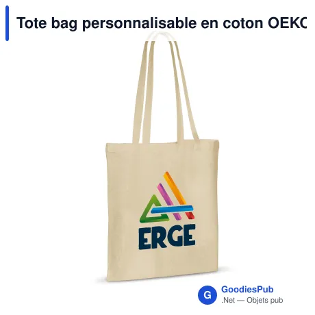 Tote bag personnalisable en coton OEKO-TEX® 140 g/m² 38x42 cm avec logo - Écru