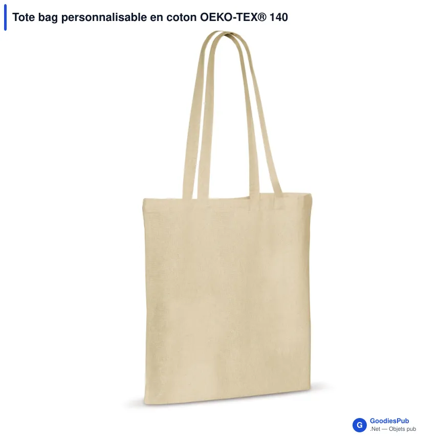 Tote bag personnalisable en coton OEKO-TEX® 140 g/m² 38x42 cm avec logo - Écru - Image 2