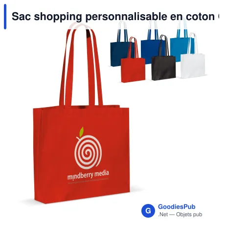 Sac shopping personnalisable en coton OEKO-TEX® 40x10x35 cm avec logo - Couleurs