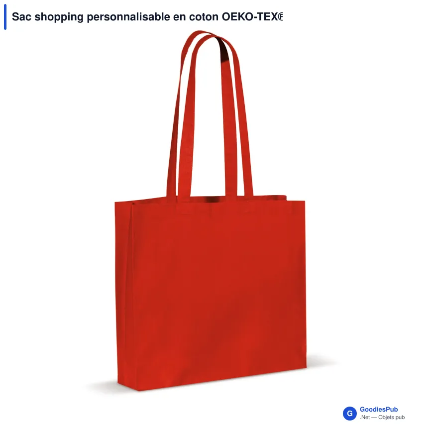 Sac shopping personnalisable en coton OEKO-TEX® 40x10x35 cm avec logo - Couleurs - Image 2